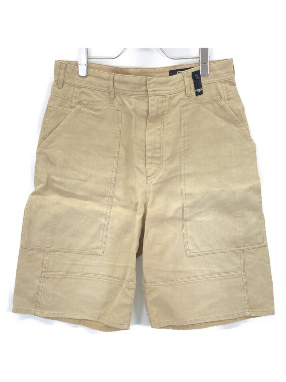Fendi Made Beige Work Painter Bermuda Canvas Shorts 48